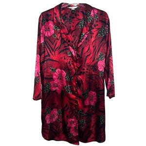 Avenue Body Robe Floral Satin V-neck and Rounded Hem Size 14/16